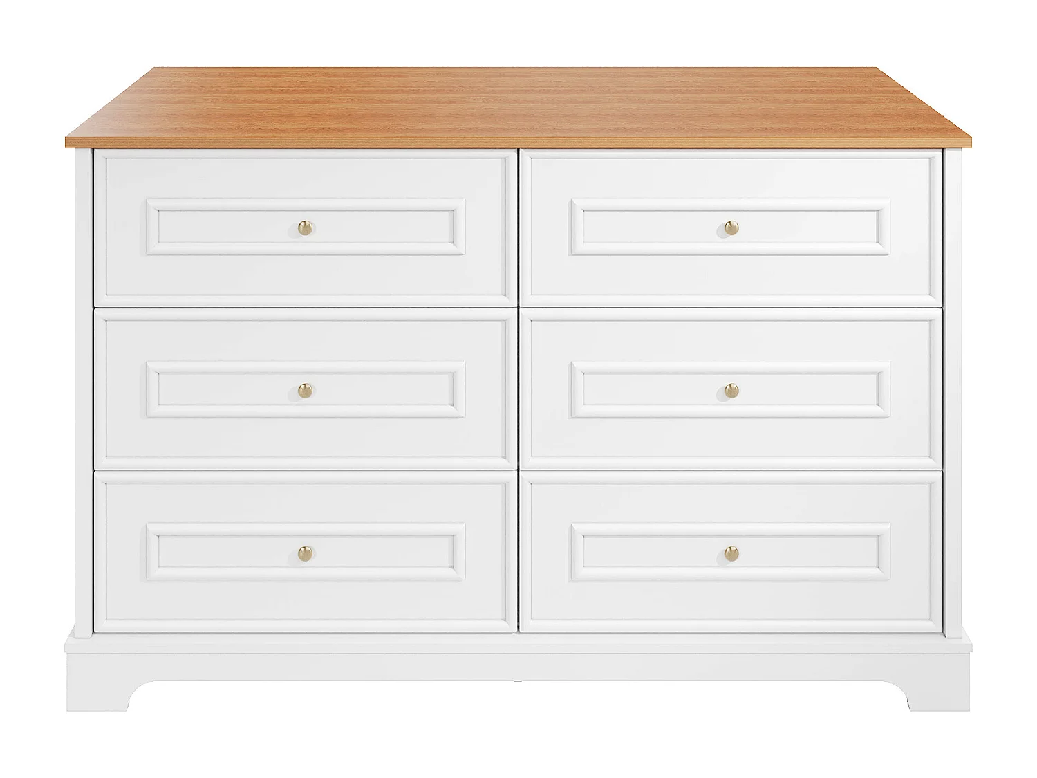 Commode avec 6 tiroirs 120 x 40 x 76 cm - Blanc et bois