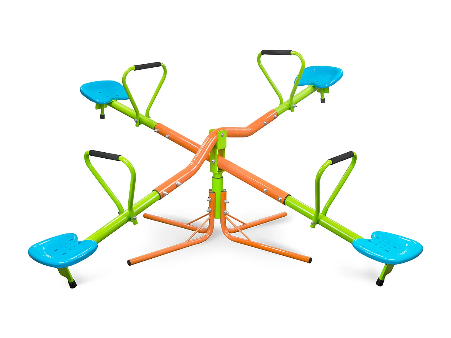 Balançoire 4 places en acier pivotante avec siège en plastique robuste - Vert