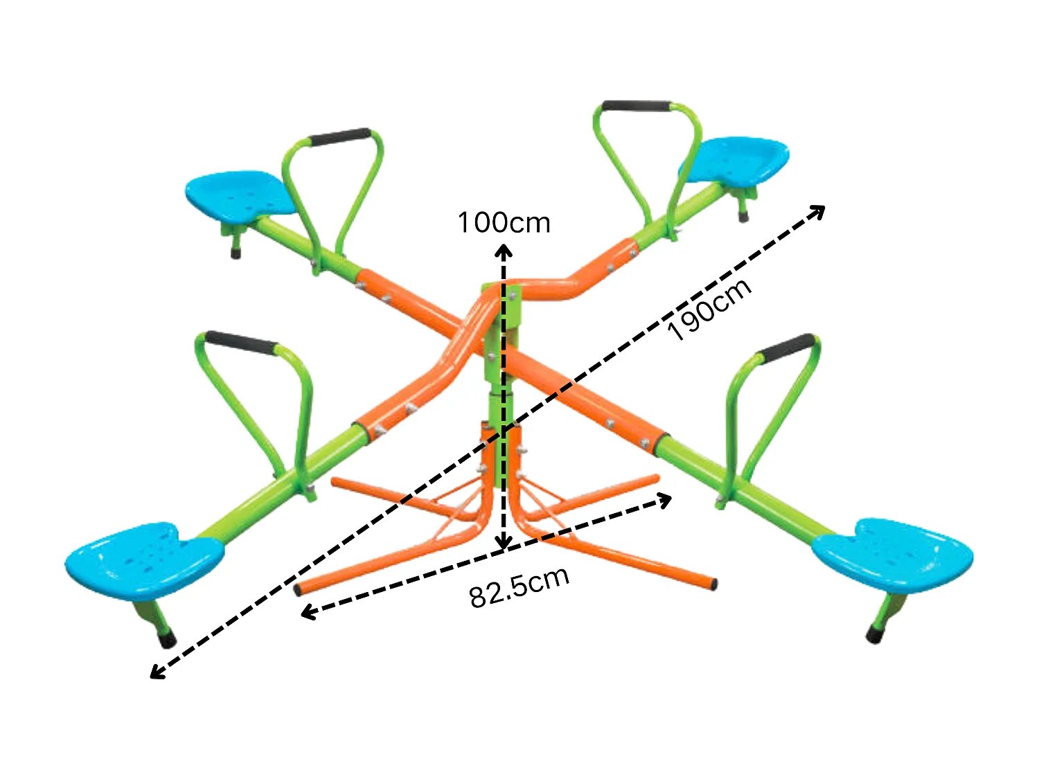 Balançoire 4 places en acier pivotante avec siège en plastique robuste - Vert