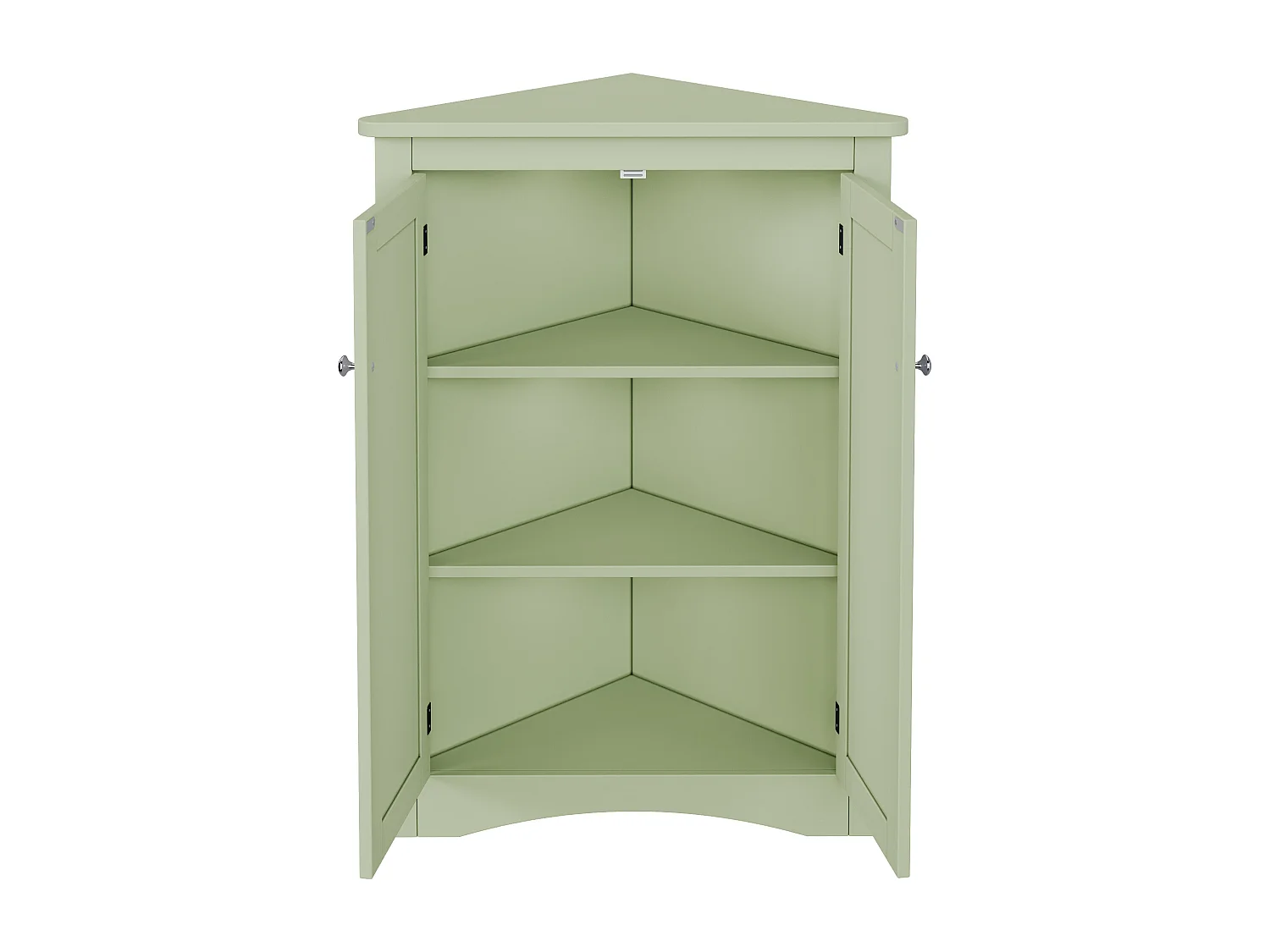 Meuble d'angle triangulaire vert pour salle de bain - Avec 3 étagères