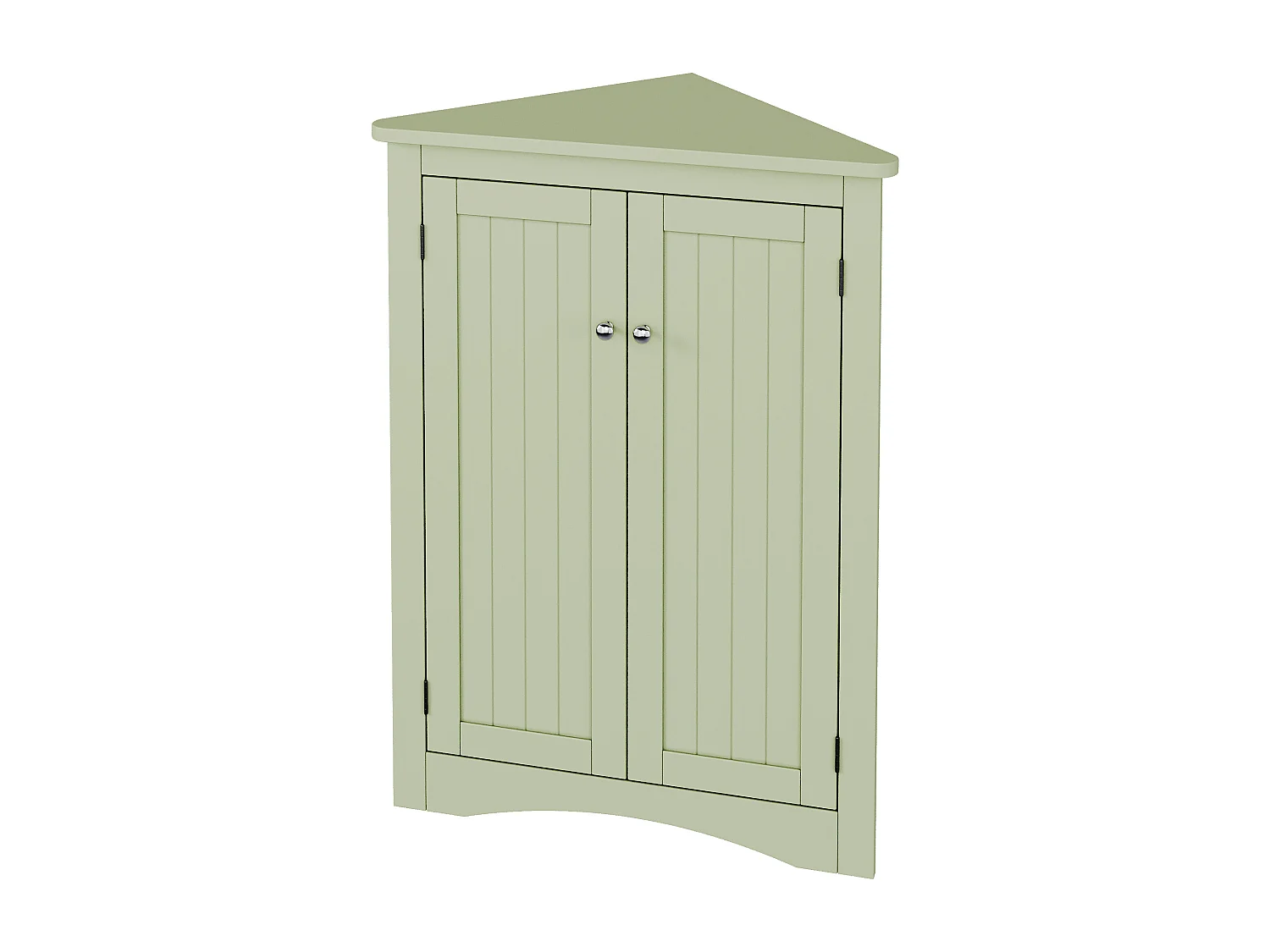 Meuble d'angle triangulaire vert pour salle de bain - Avec 3 étagères