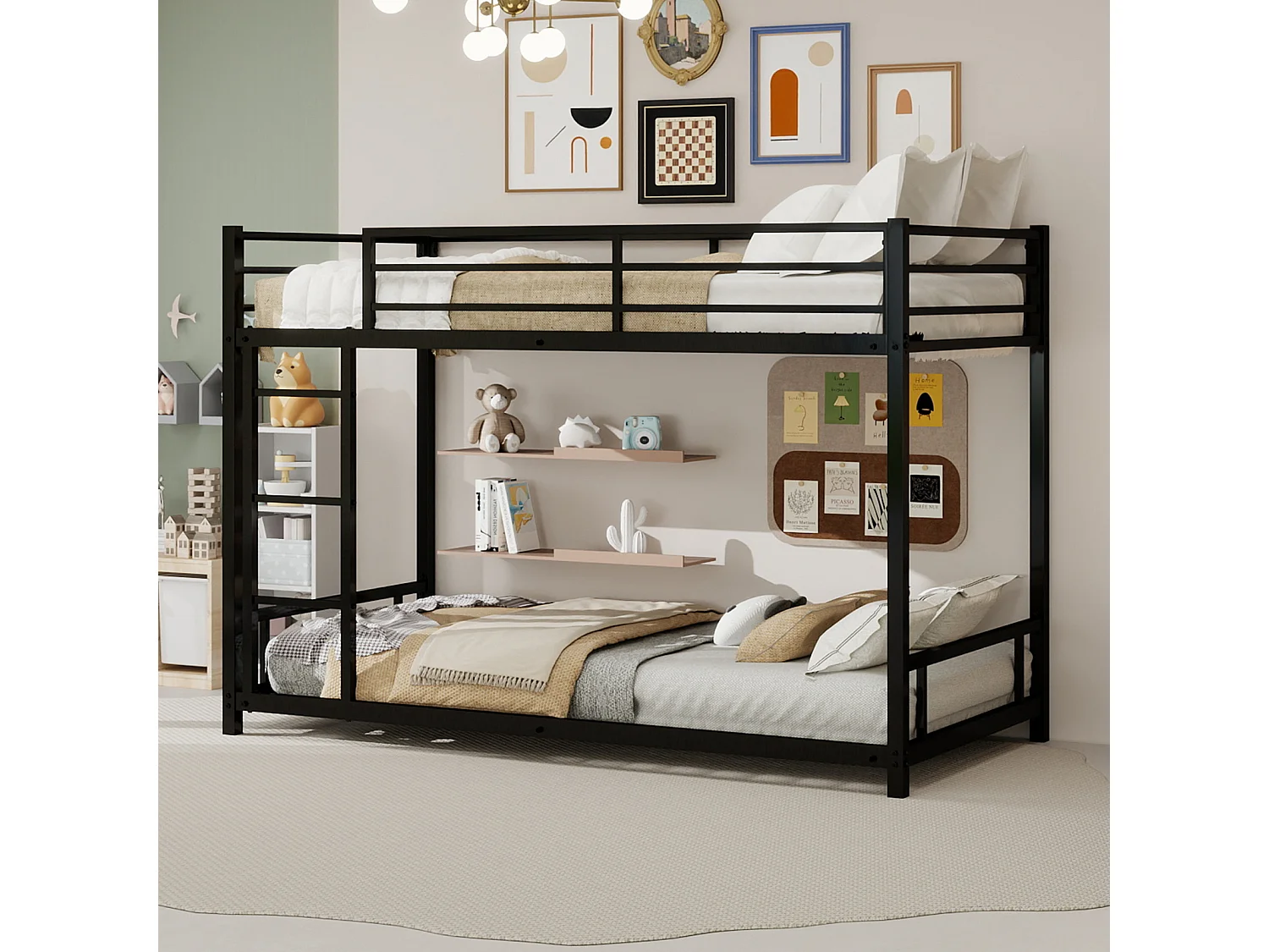 Lit superposé enfant 90x190 cm en métal - Noir