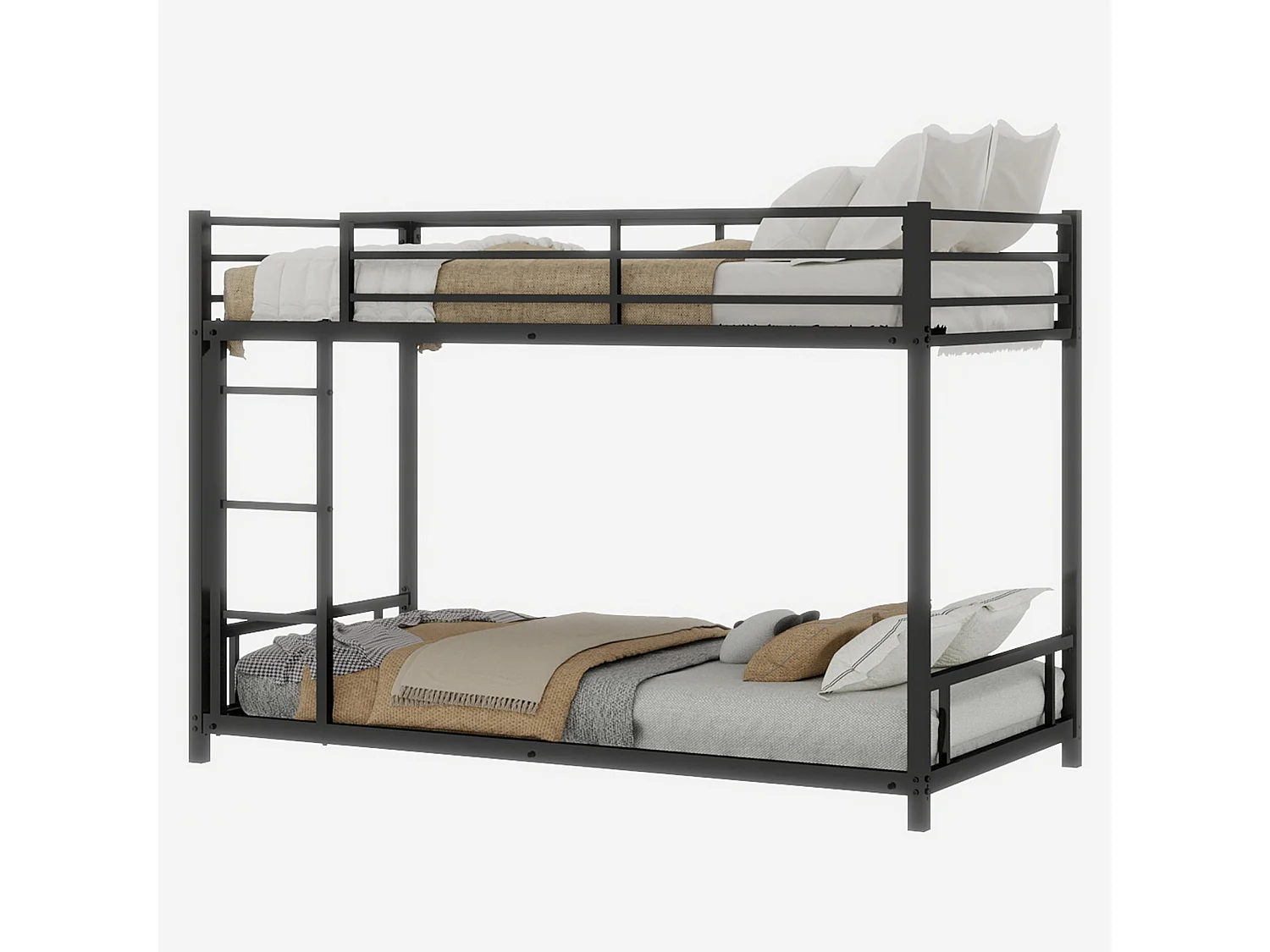 Lit superposé enfant 90x190 cm en métal - Noir