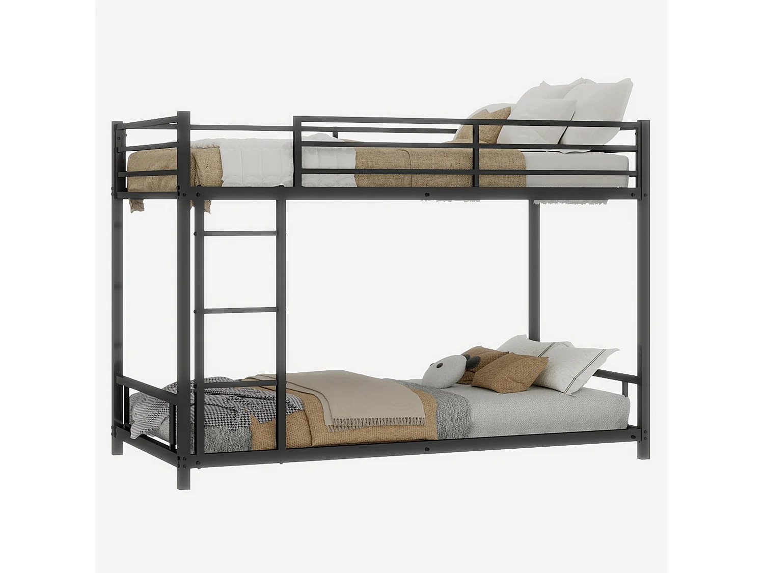 Lit superposé enfant 90x190 cm en métal - Noir