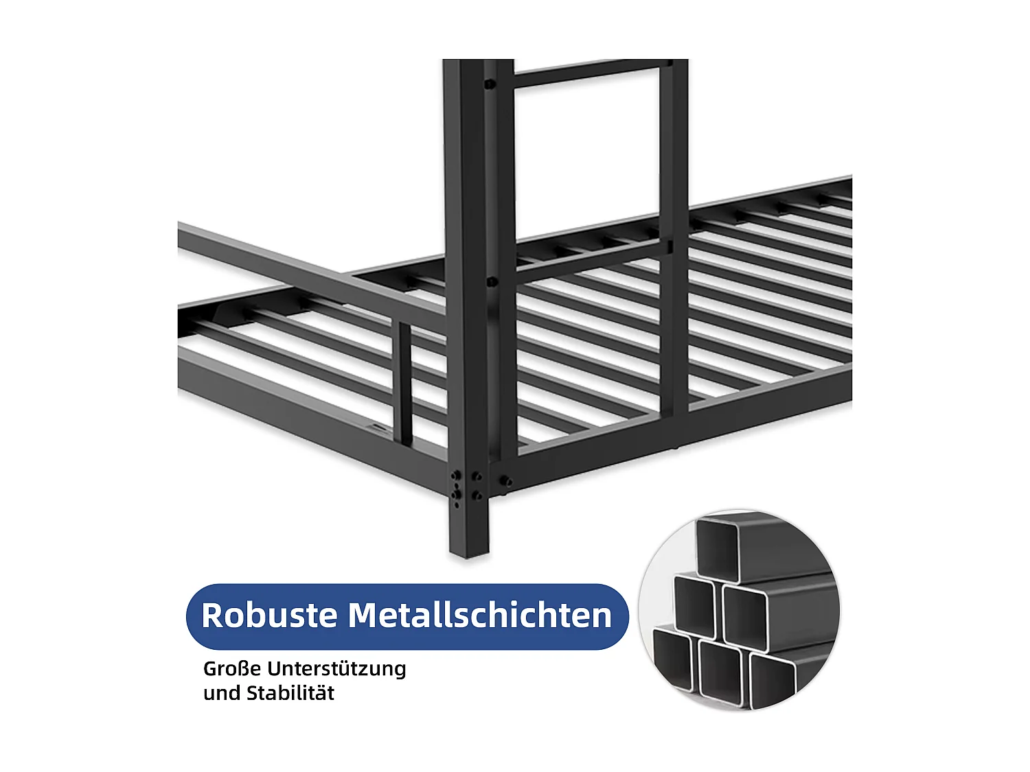 Lit superposé enfant 90x190 cm en métal - Noir