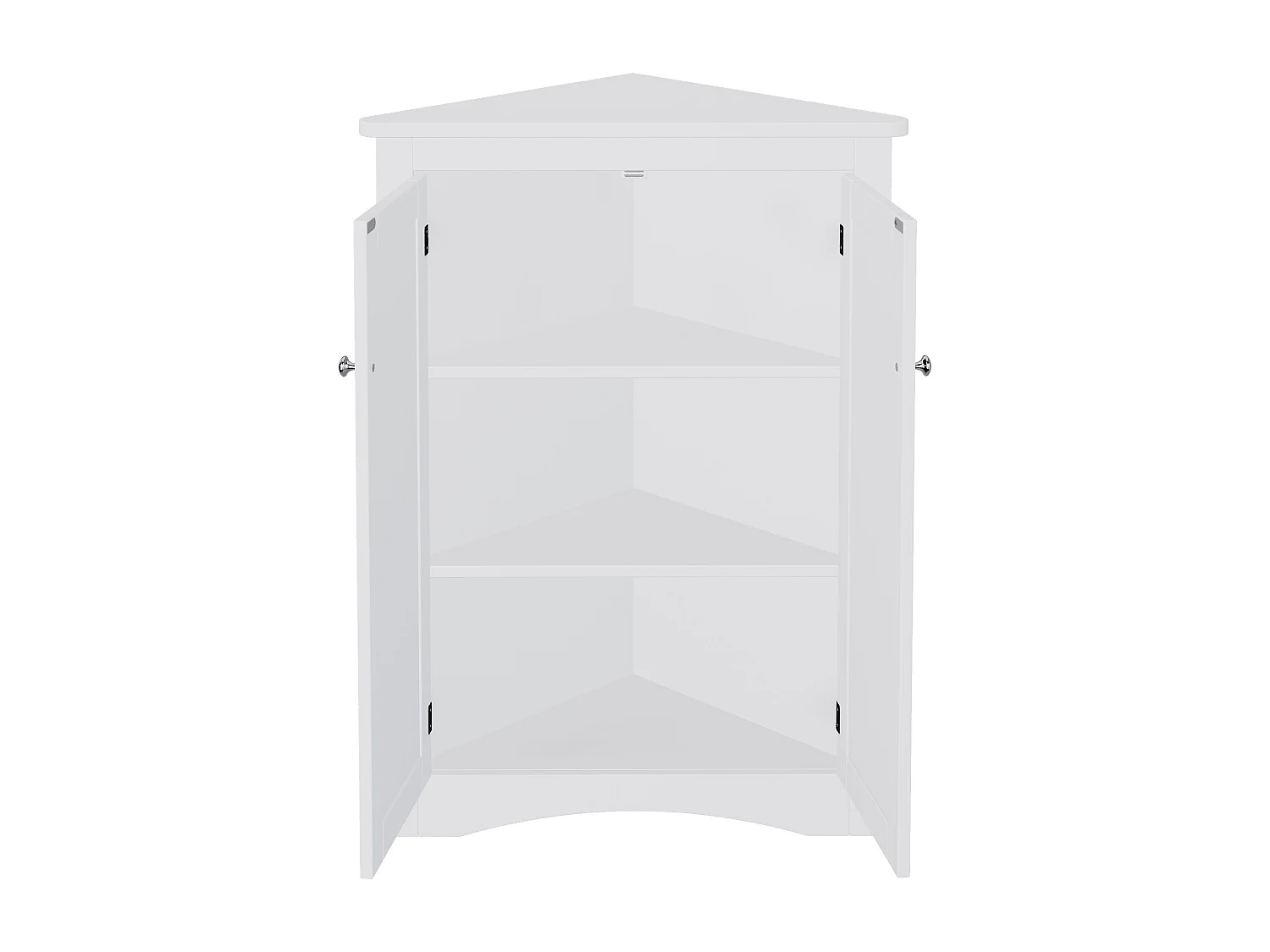 Meuble d'angle triangulaire blanc pour salle de bain - Avec 3 étagères