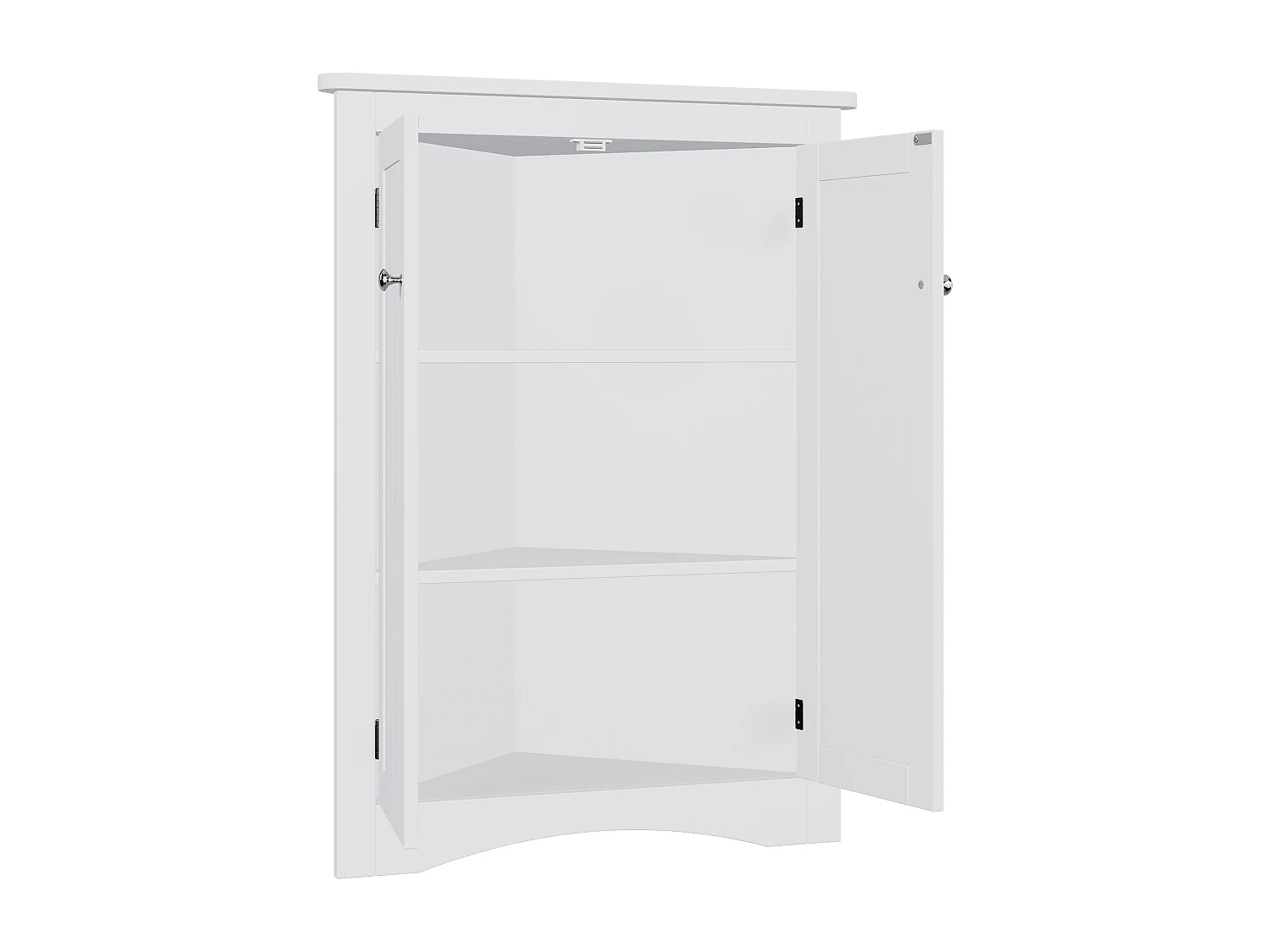 Meuble d'angle triangulaire blanc pour salle de bain - Avec 3 étagères