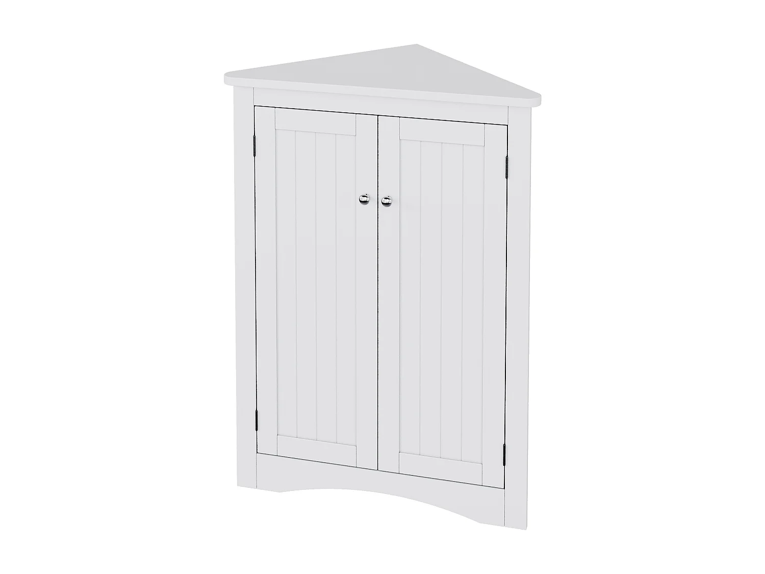 Meuble d'angle triangulaire blanc pour salle de bain - Avec 3 étagères