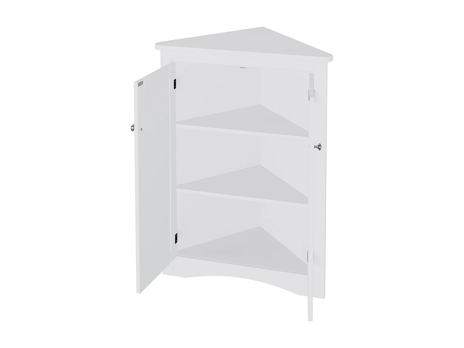 Meuble d'angle triangulaire blanc pour salle de bain - Avec 3 étagères