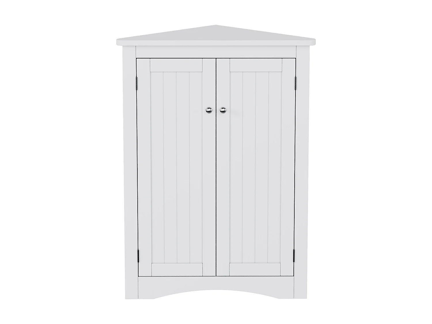 Meuble d'angle triangulaire blanc pour salle de bain - Avec 3 étagères