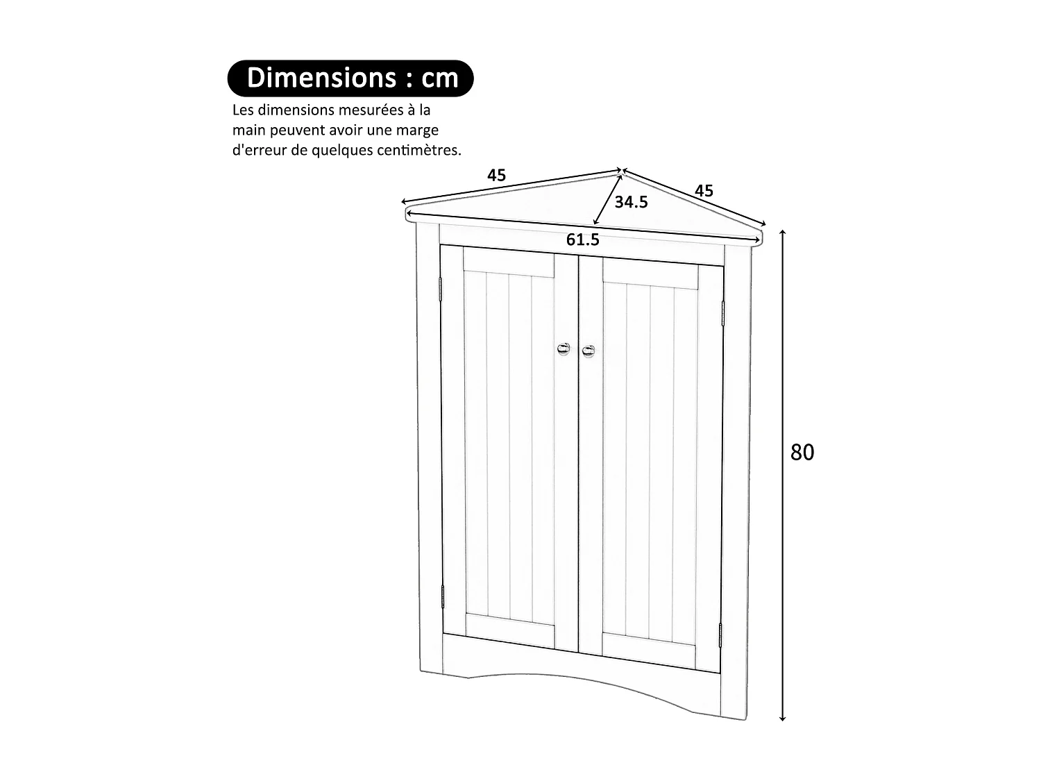 Mueble de baño esquinero triangular gris - Con 3 estantes