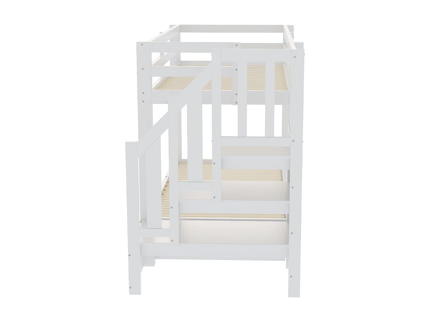 Stapelbed 90 x 200 cm met uitschuifbed 90/180 x 190 cm en 3 lades - houten bed, wit