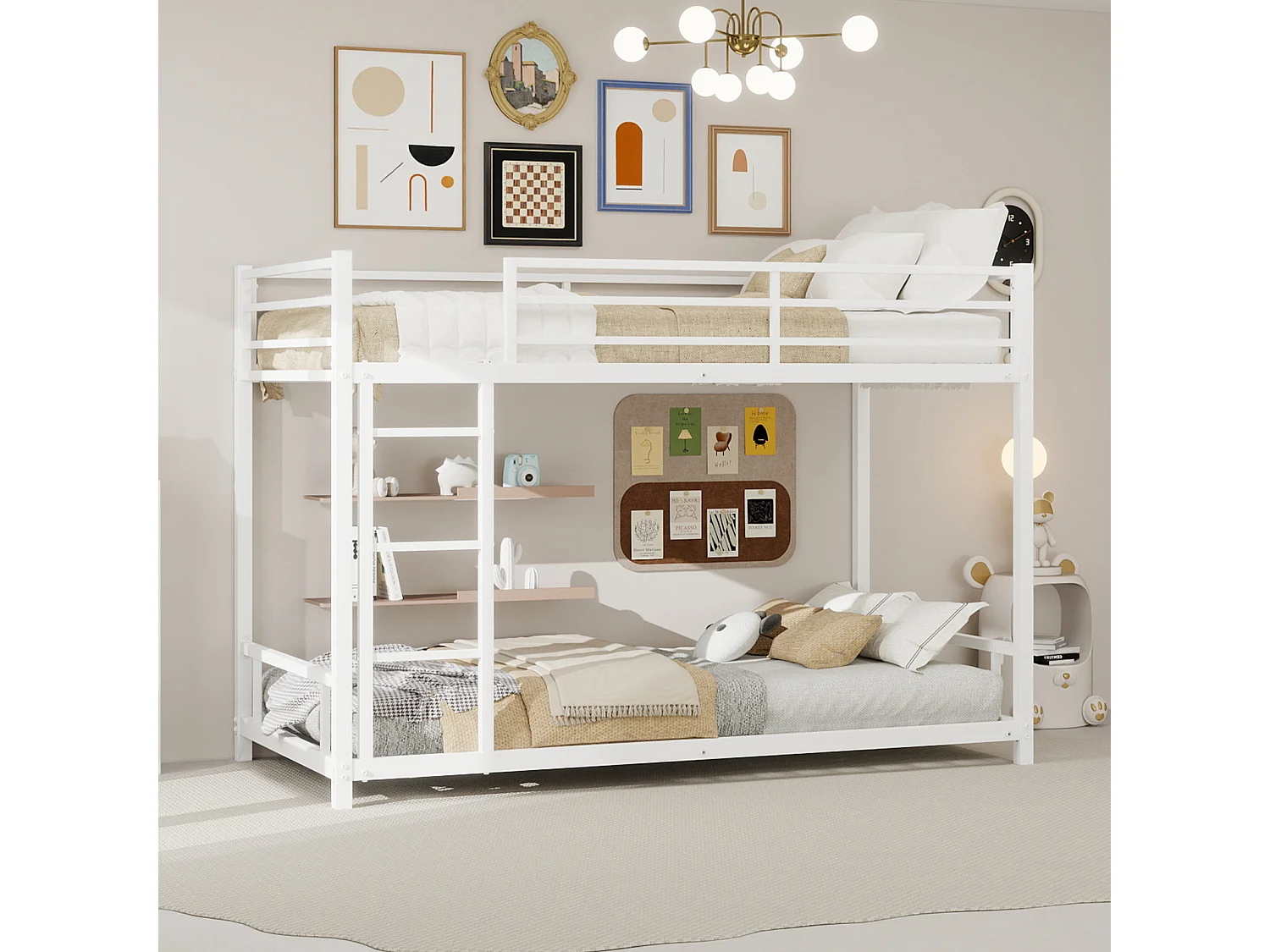 Kinderstapelbed 90x190 cm van metaal - Wit