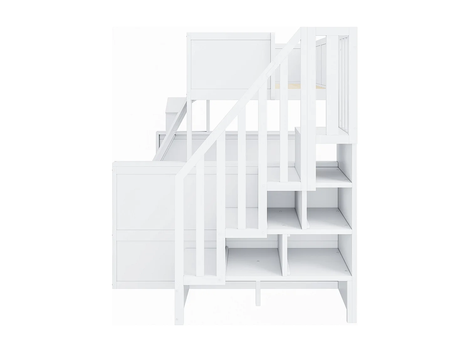 Beliche de 90 x 200 cm e 140 x 200 cm com 2 gavetas - Madeira de pinho e MDF branco