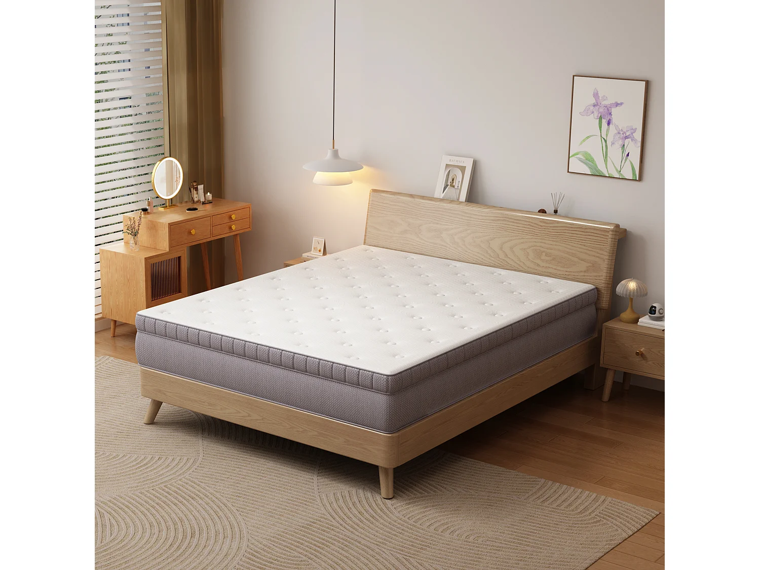 Matelas 140x200 cm H 25 cm avec ressorts ensachés 7 zones