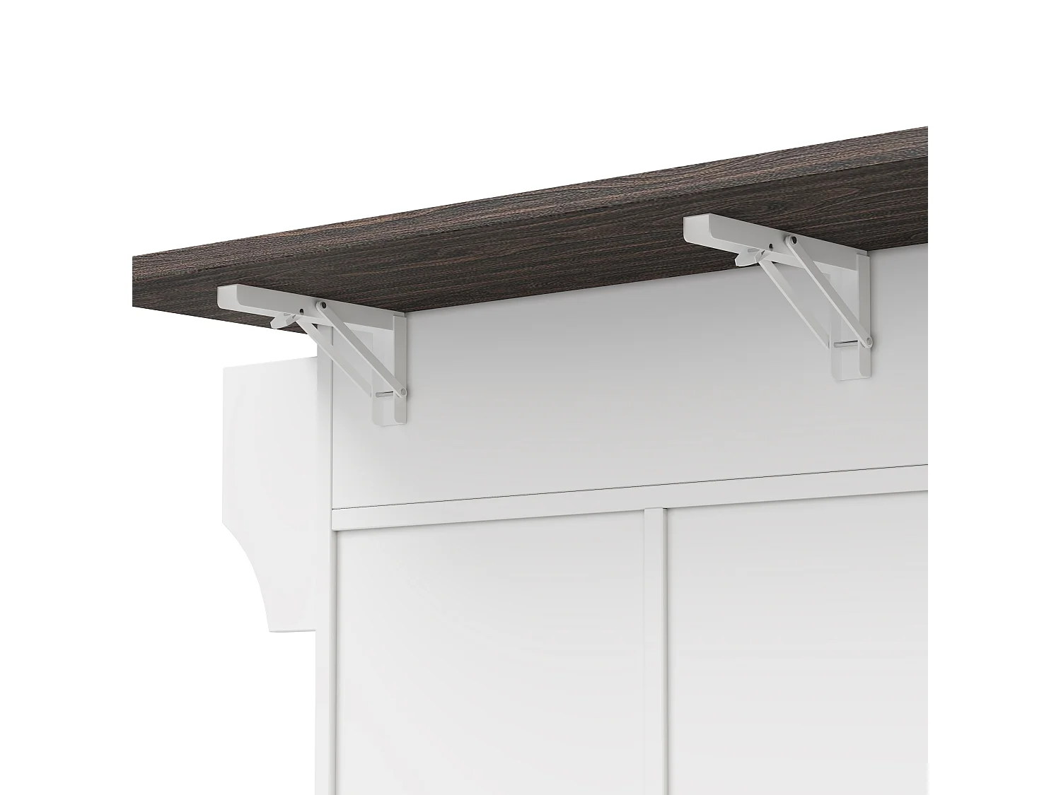 Îlot central sur roulettes 120 × 45 (70) cm blanc avec 2 portes coulissantes et 2 tiroirs