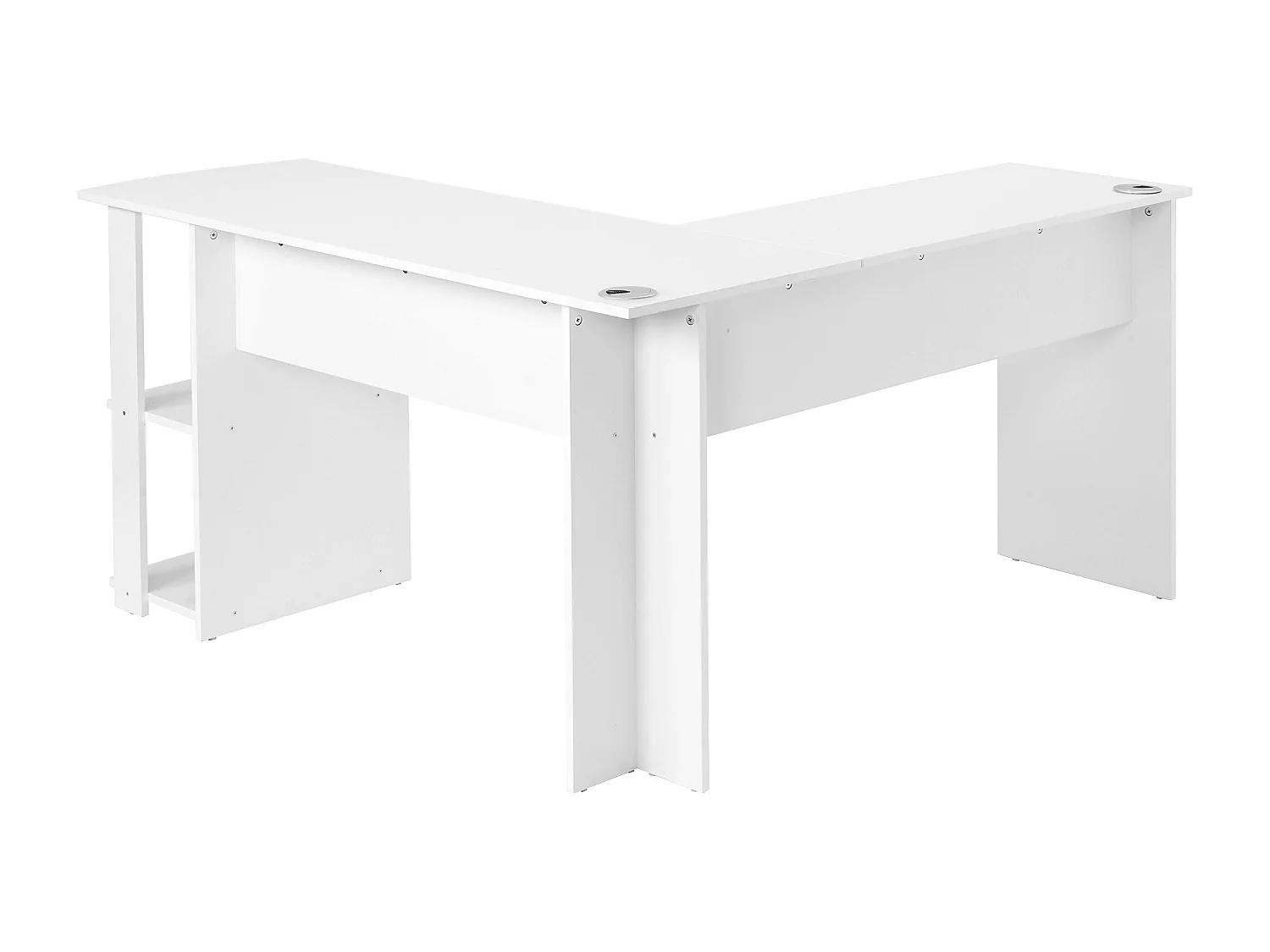 Wit hoekbureau 140x140 cm met 2 opbergplanken