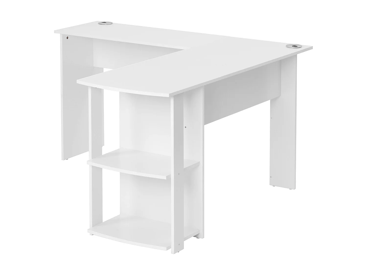 Wit hoekbureau 140x140 cm met 2 opbergplanken