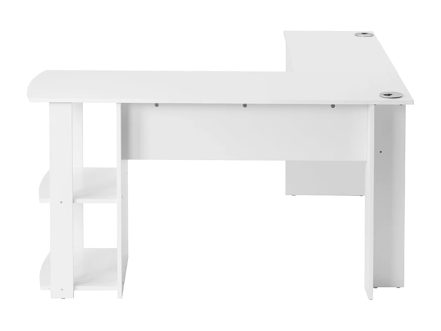 Wit hoekbureau 140x140 cm met 2 opbergplanken