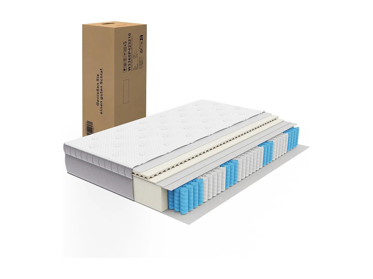 Matelas 90x200 cm H 25 cm avec ressorts ensachés 7 zones