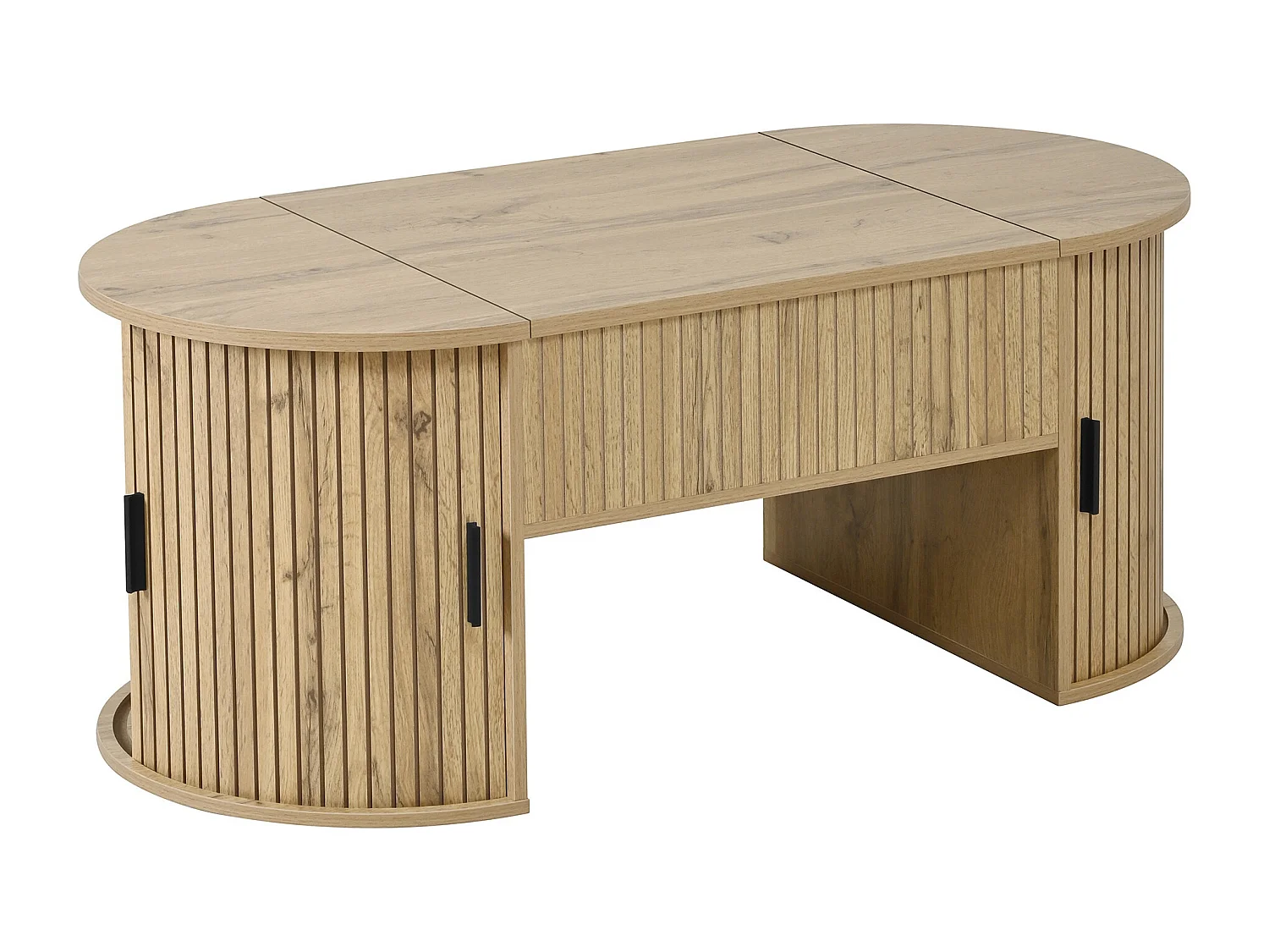 Salontafel met opklapbaar blad en schuifdeuren - Licht naturel 100x50x40,5 cm