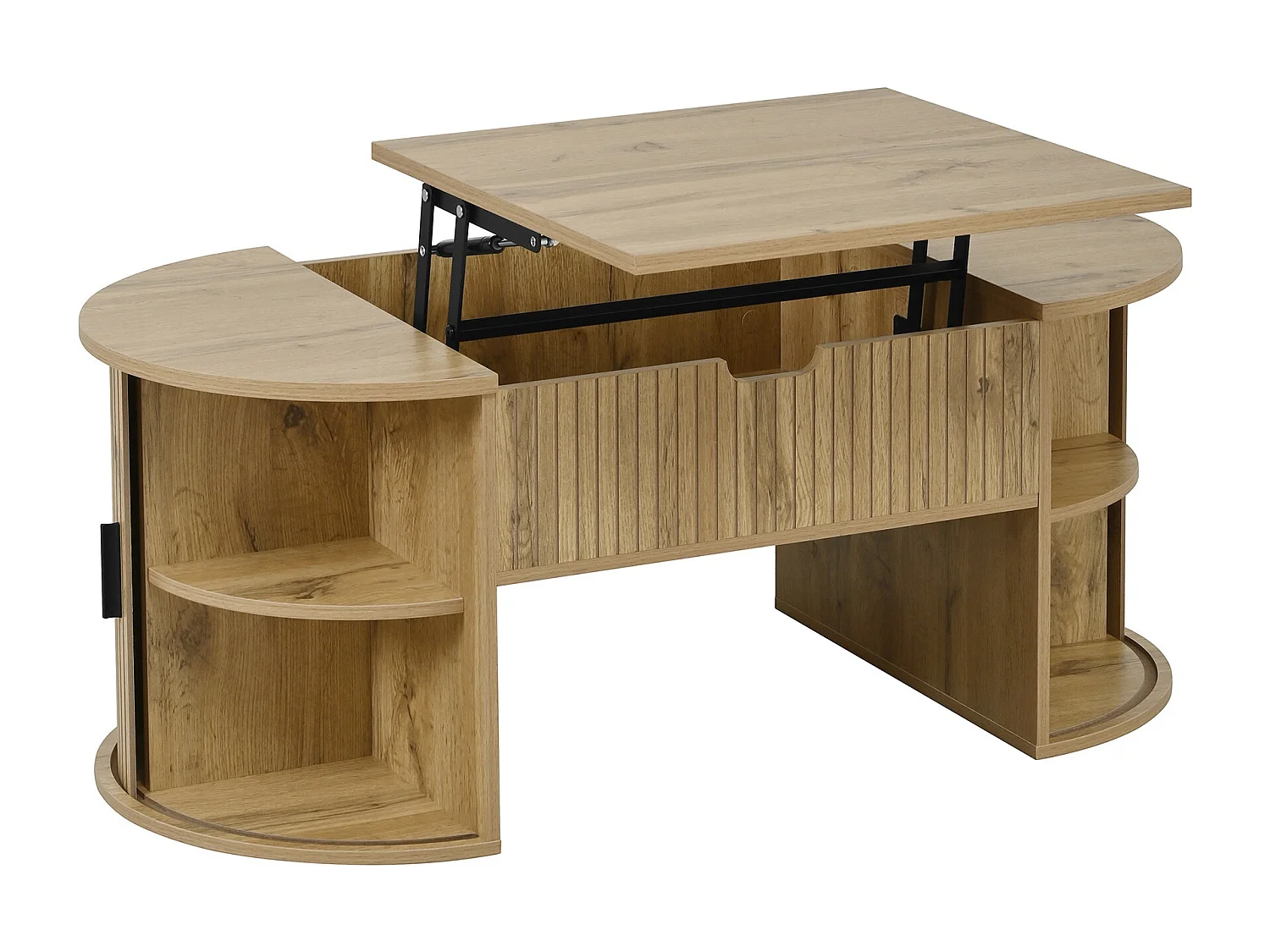 Salontafel met opklapbaar blad en schuifdeuren - Licht naturel 100x50x40,5 cm