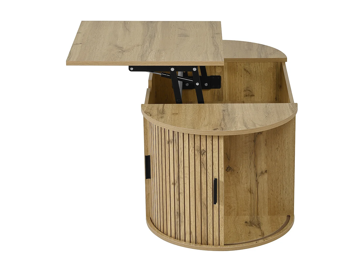 Salontafel met opklapbaar blad en schuifdeuren - Licht naturel 100x50x40,5 cm