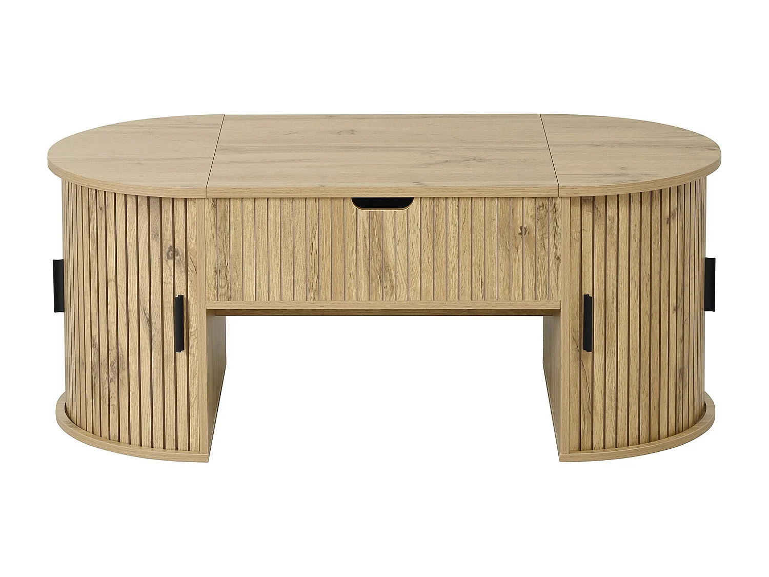 Salontafel met opklapbaar blad en schuifdeuren - Licht naturel 100x50x40,5 cm