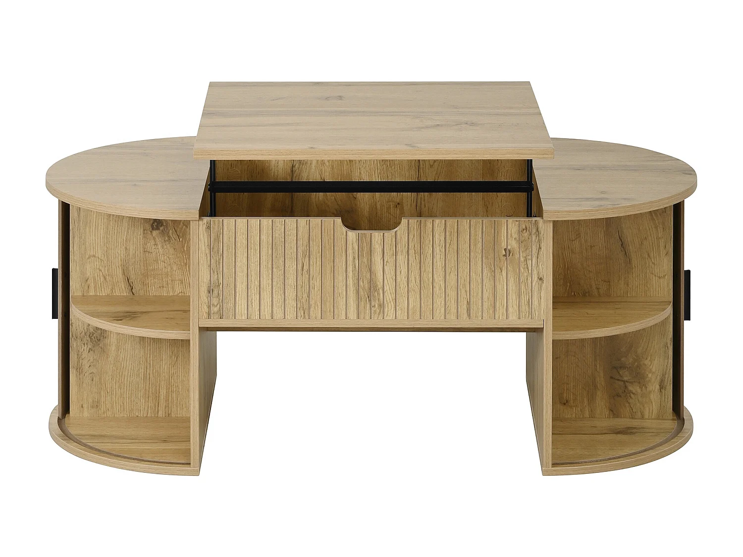 Salontafel met opklapbaar blad en schuifdeuren - Licht naturel 100x50x40,5 cm