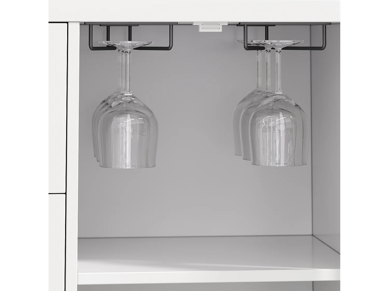 Wit LED-verrijdbaar keukeneiland met 2 deuren en 3 lades - Blad met marmerlook