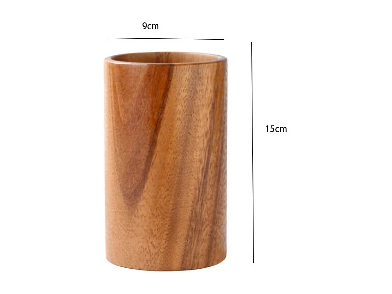 Ensemble de 7 pièces de cuisine en bois d'acacia avec seau en bois