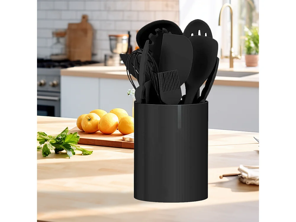 Ensemble de 12 ustensiles de cuisine en silicone noir