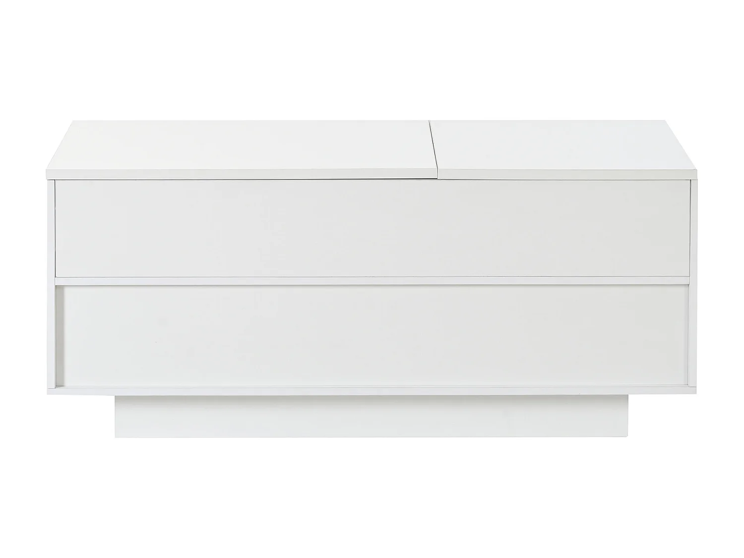 Salontafel met opklapbaar blad en glanzende afwerking, 100 x 45 x 43 cm, met 2 lades en ledverlichting - Wit