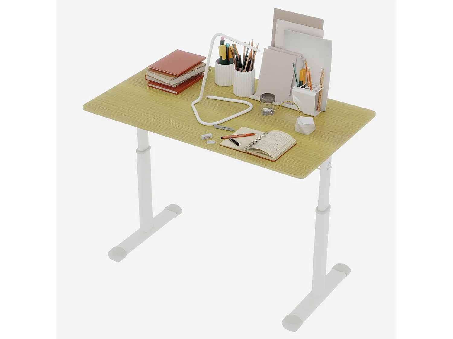 Escritorio regulable en altura 60-90cm - Tablero color madera 100x60cm