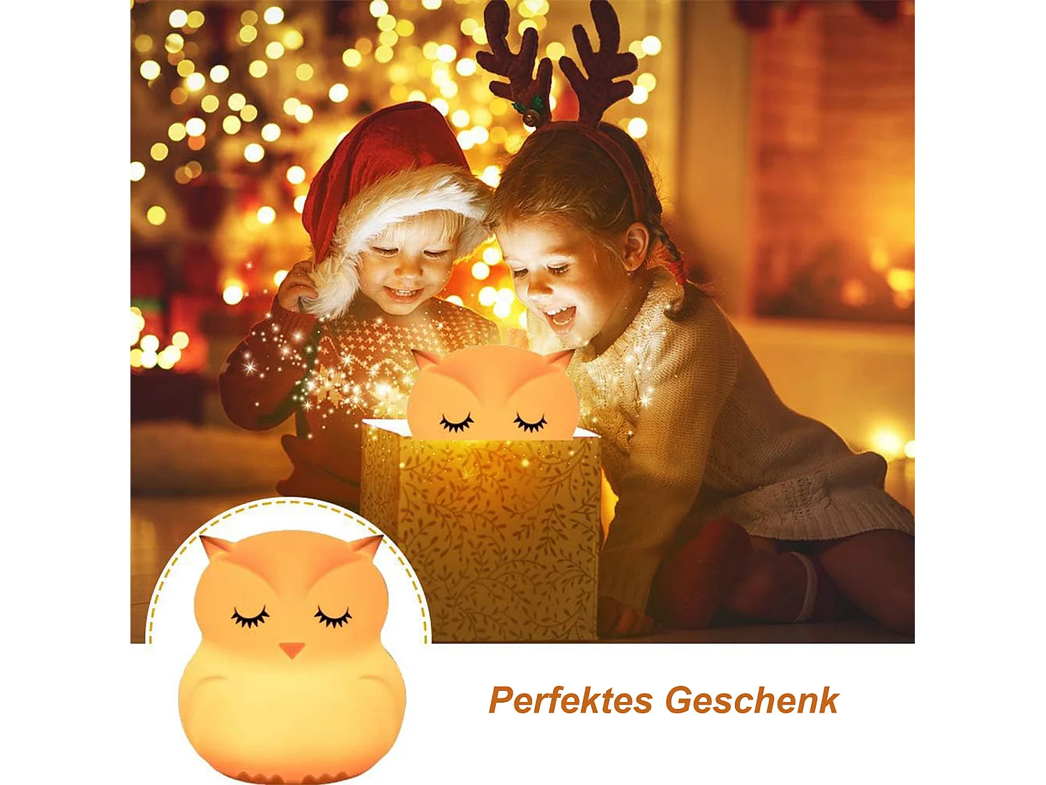 Veilleuse hibou blanche pour enfants avec 9 couleurs