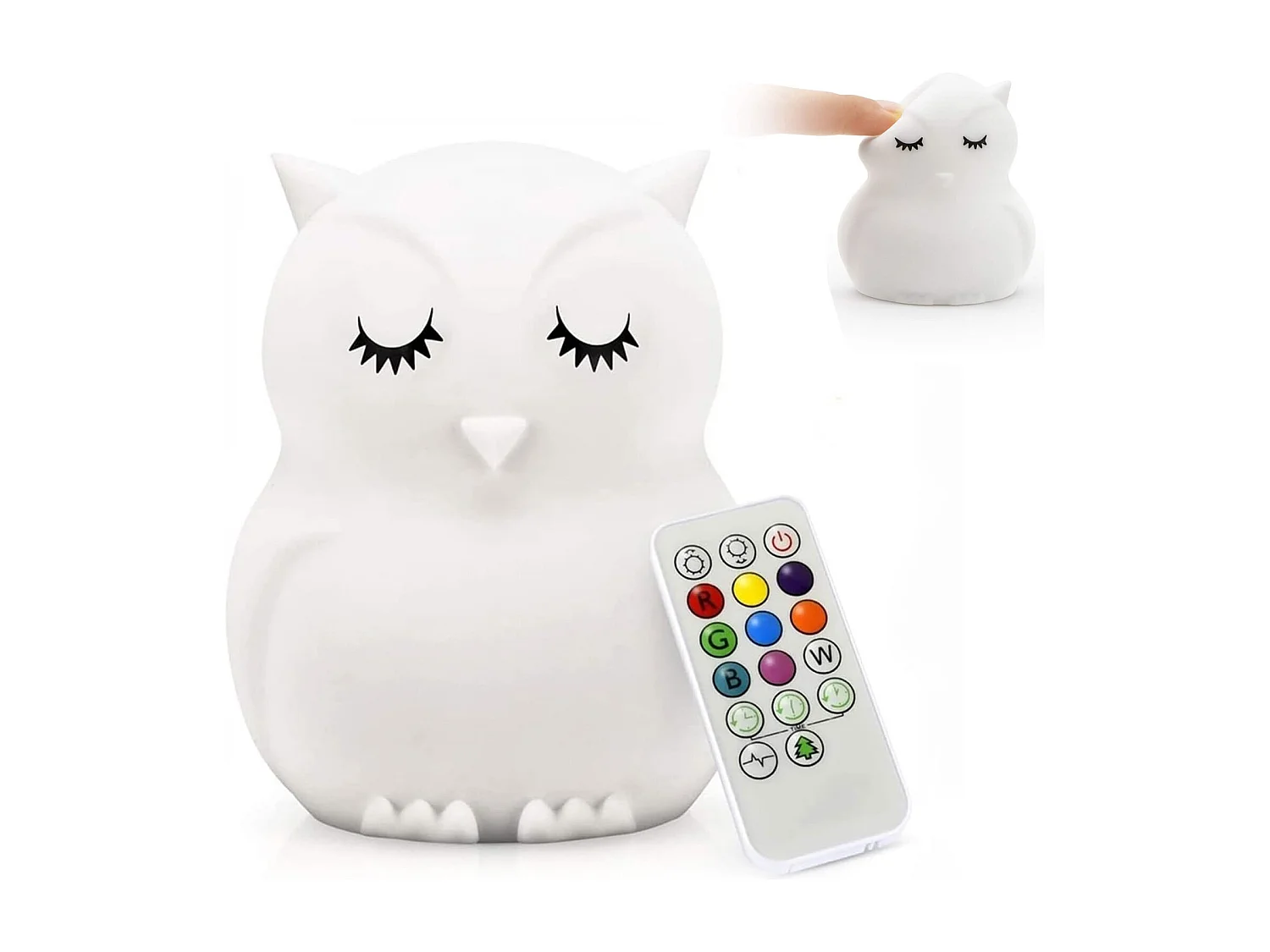 Veilleuse hibou blanche pour enfants avec 9 couleurs