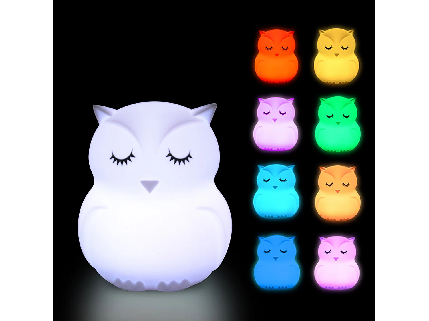 Veilleuse hibou blanche pour enfants avec 9 couleurs