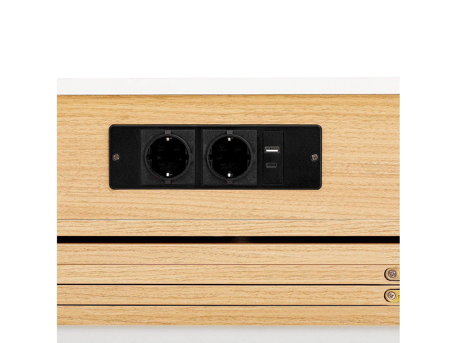 Keukentrolley met stopcontacten en glazen deuren - Wit en hout