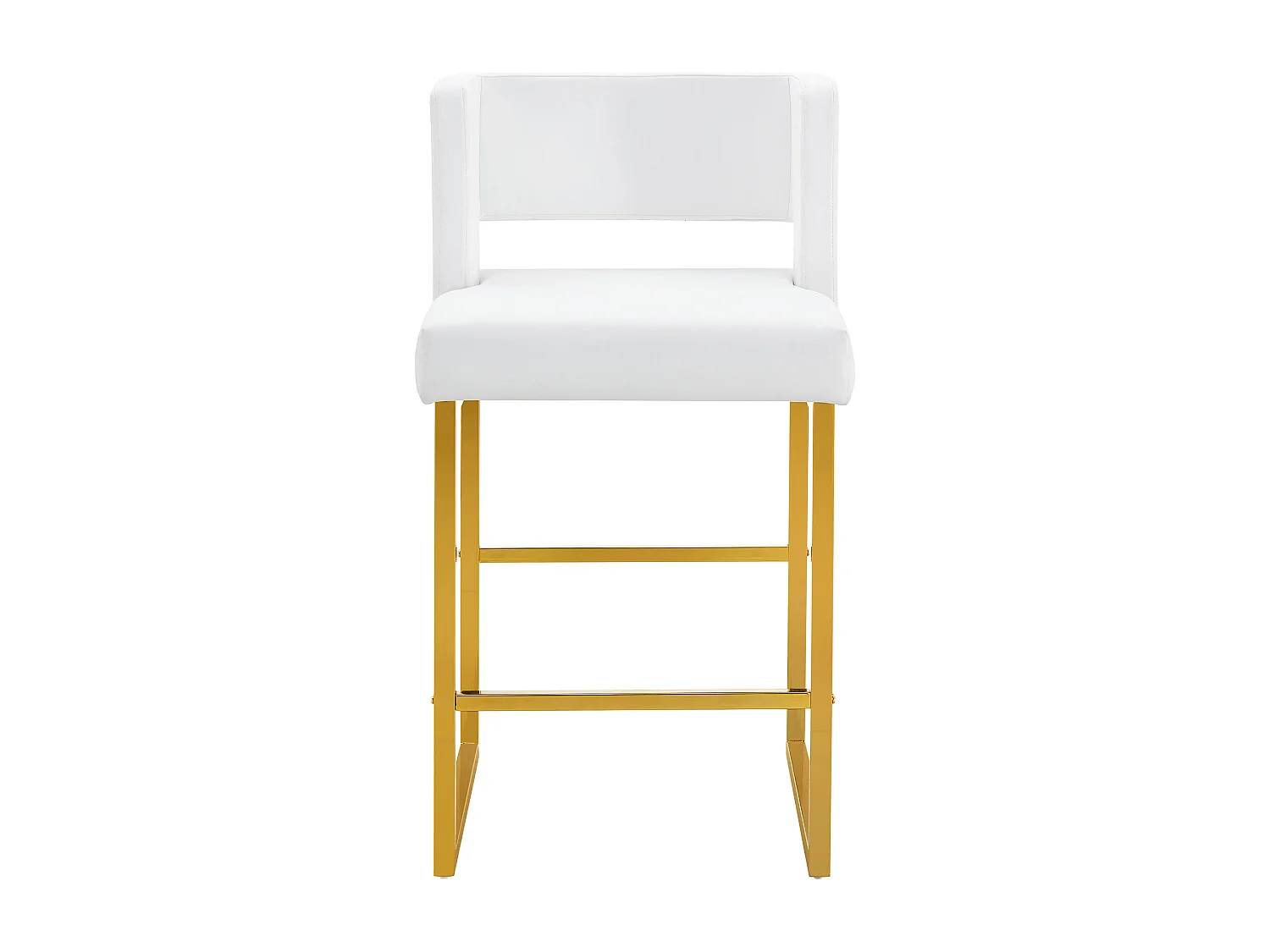 Juego de 2 taburetes de bar de PU blanco con patas de metal dorado - Diseño nórdico