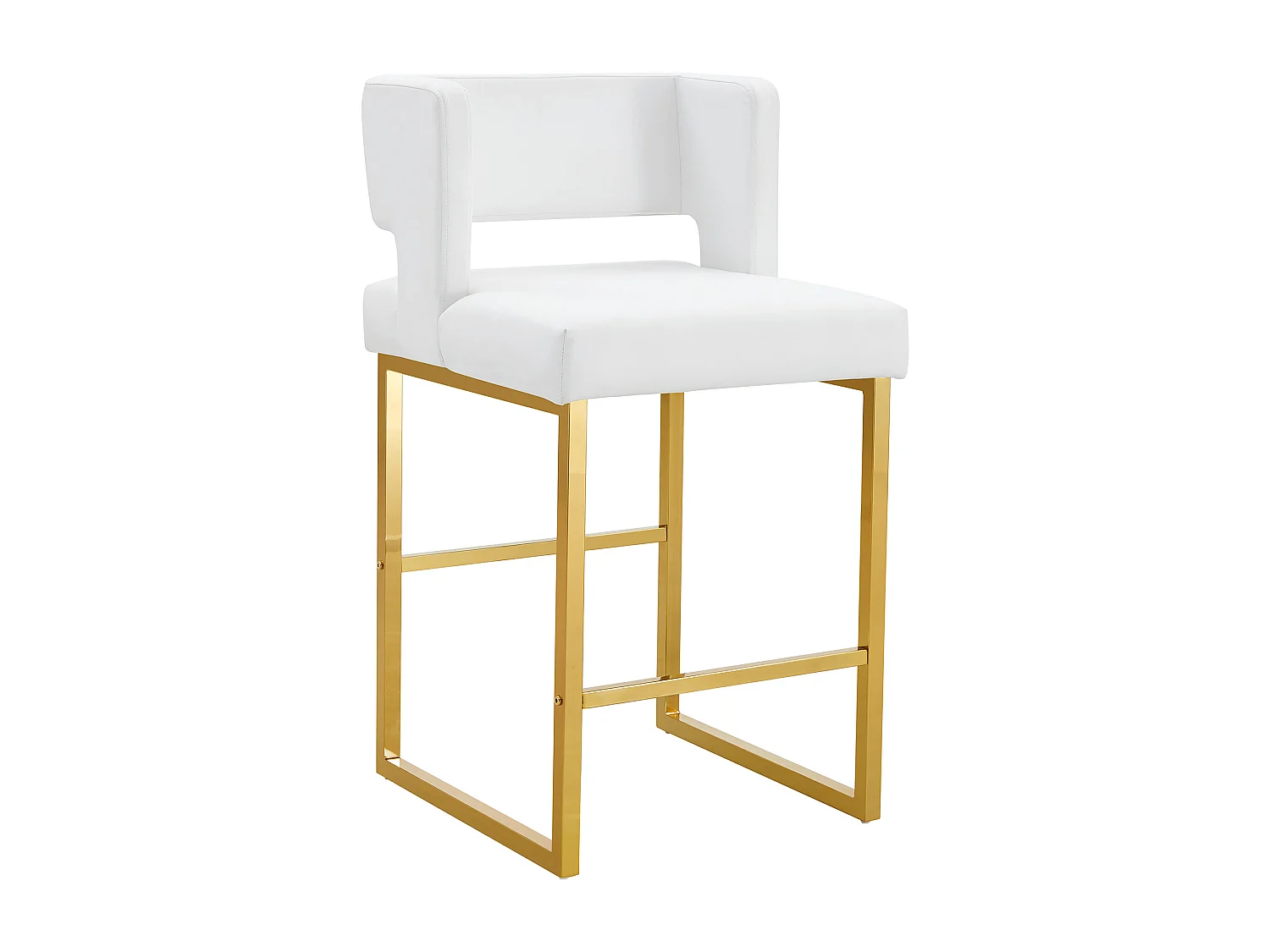 Juego de 2 taburetes de bar de PU blanco con patas de metal dorado - Diseño nórdico