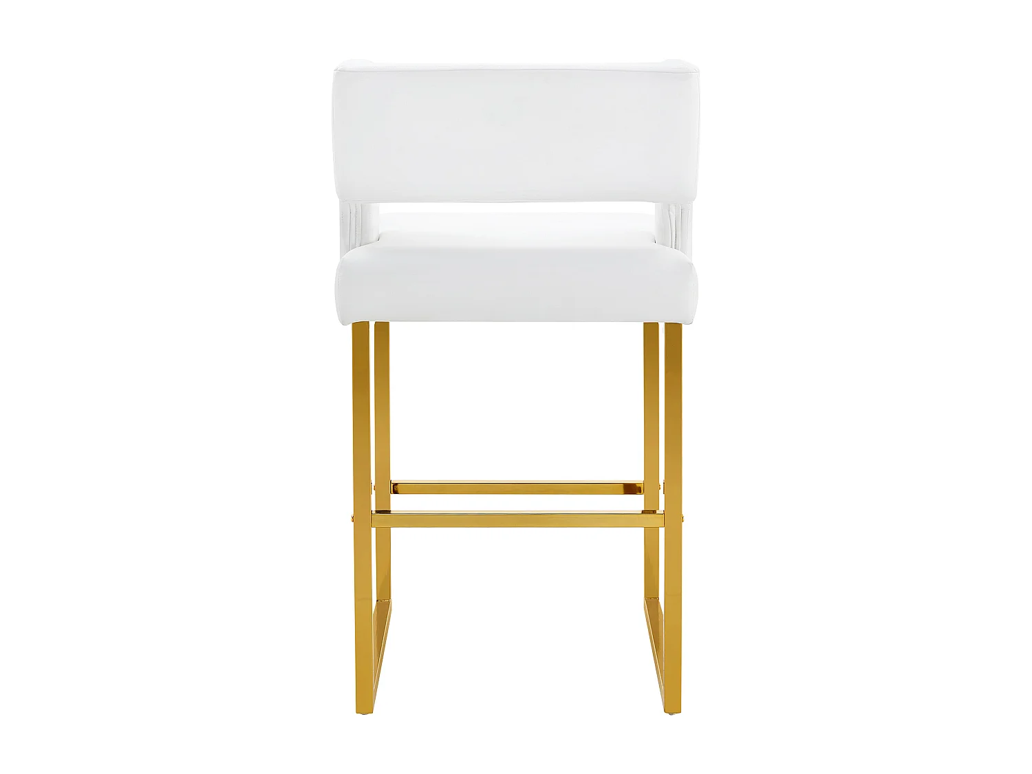 Juego de 2 taburetes de bar de PU blanco con patas de metal dorado - Diseño nórdico