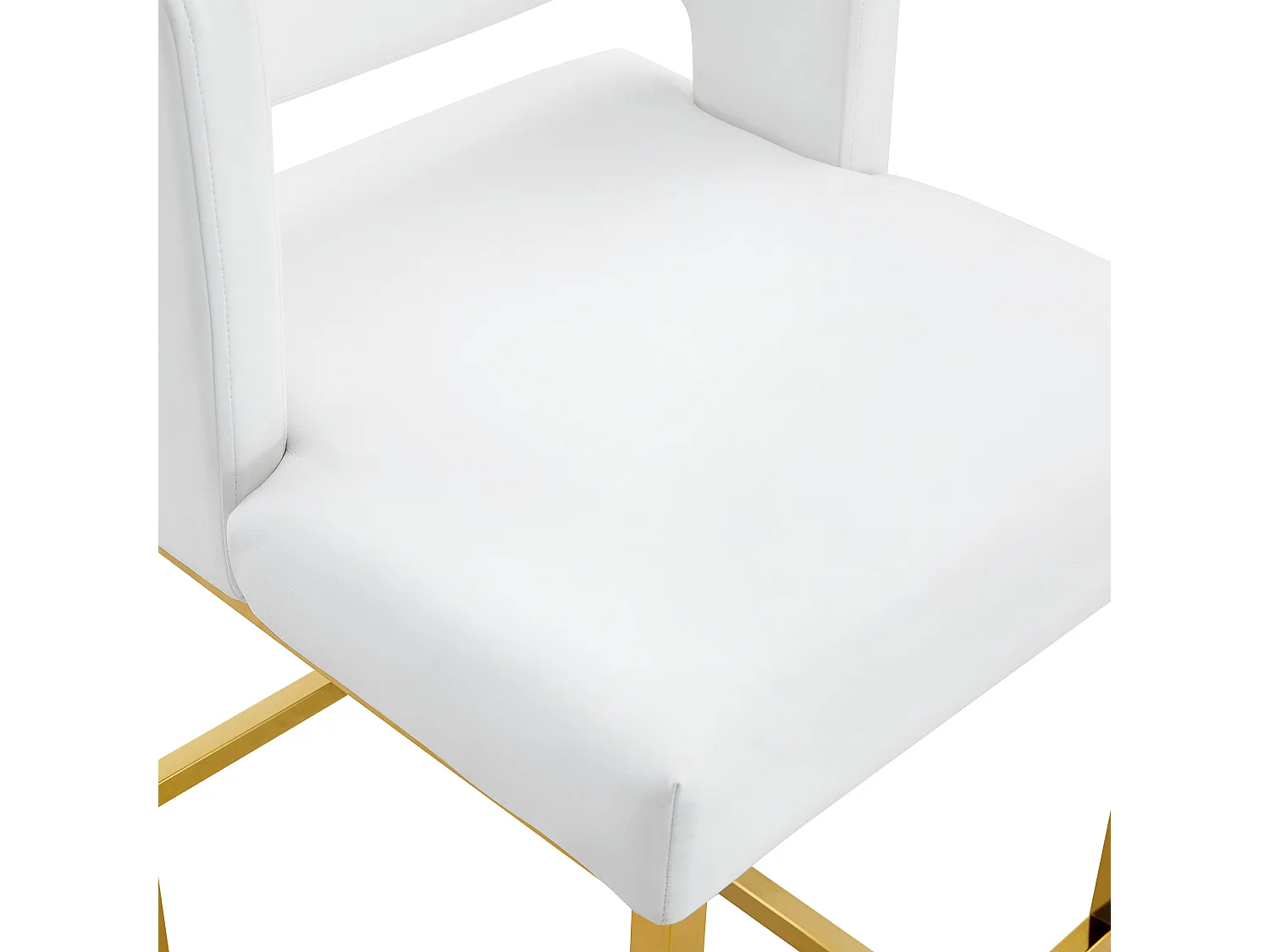 Juego de 2 taburetes de bar de PU blanco con patas de metal dorado - Diseño nórdico