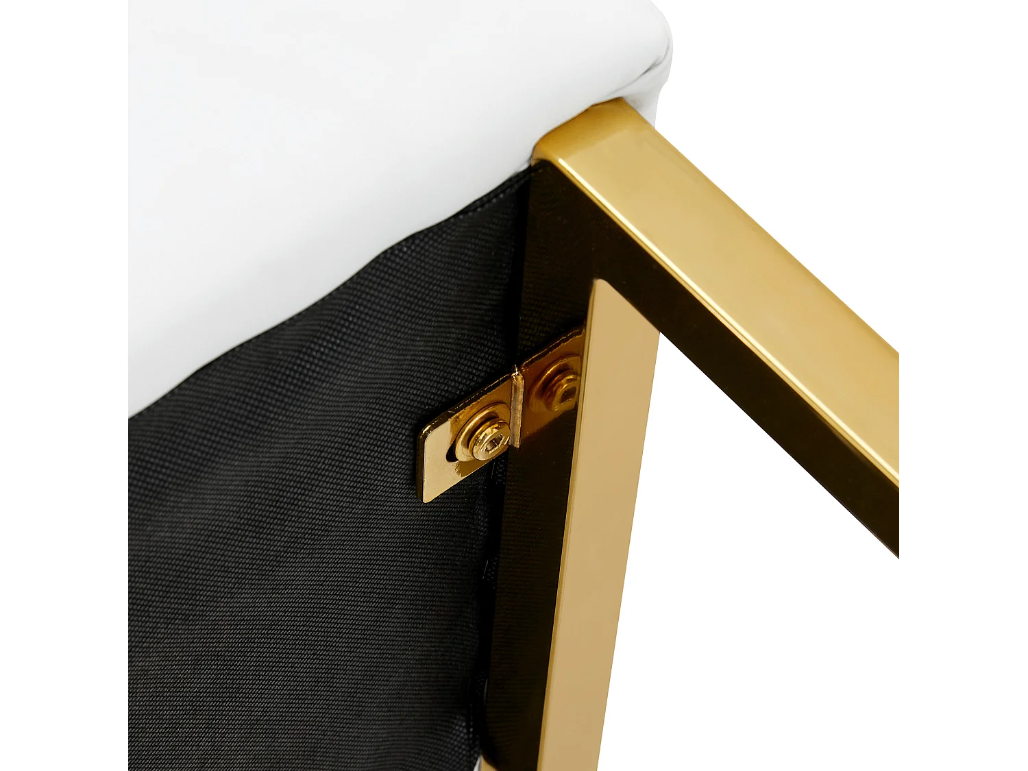 Juego de 2 taburetes de bar de PU blanco con patas de metal dorado - Diseño nórdico