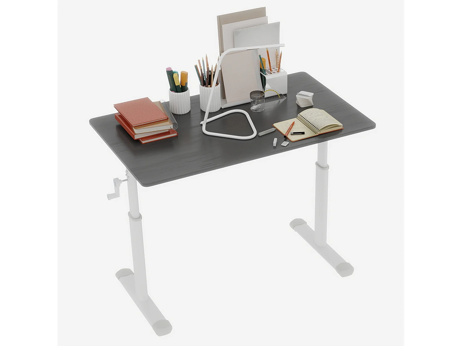 In hoogte verstelbaar bureau 60-90 cm - Grijs blad 100x60 cm