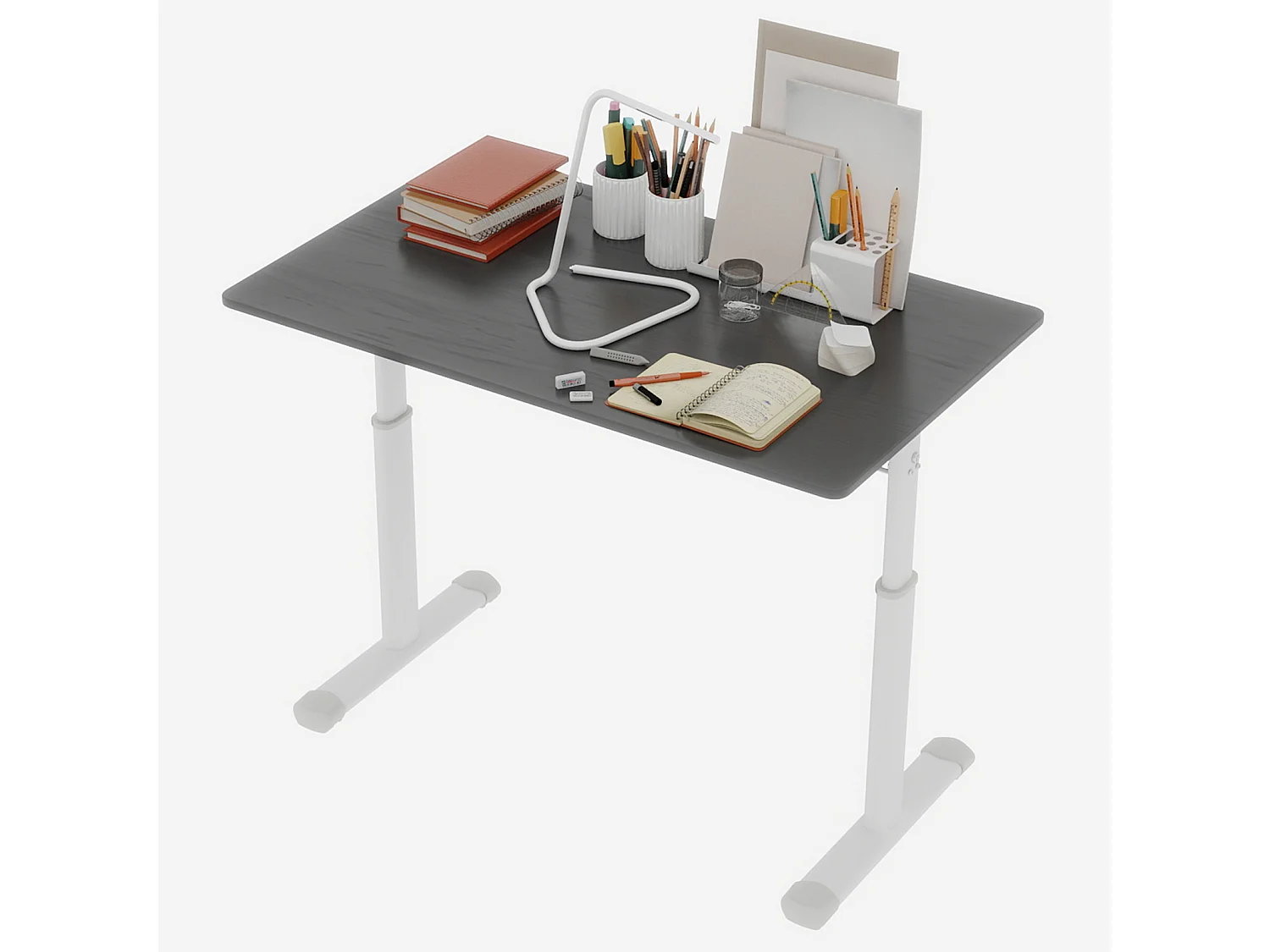 In hoogte verstelbaar bureau 60-90 cm - Grijs blad 100x60 cm