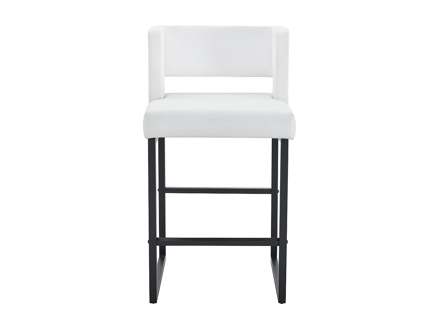 Juego de 2 taburetes de bar de PU blanco con patas de metal negro - Diseño nórdico