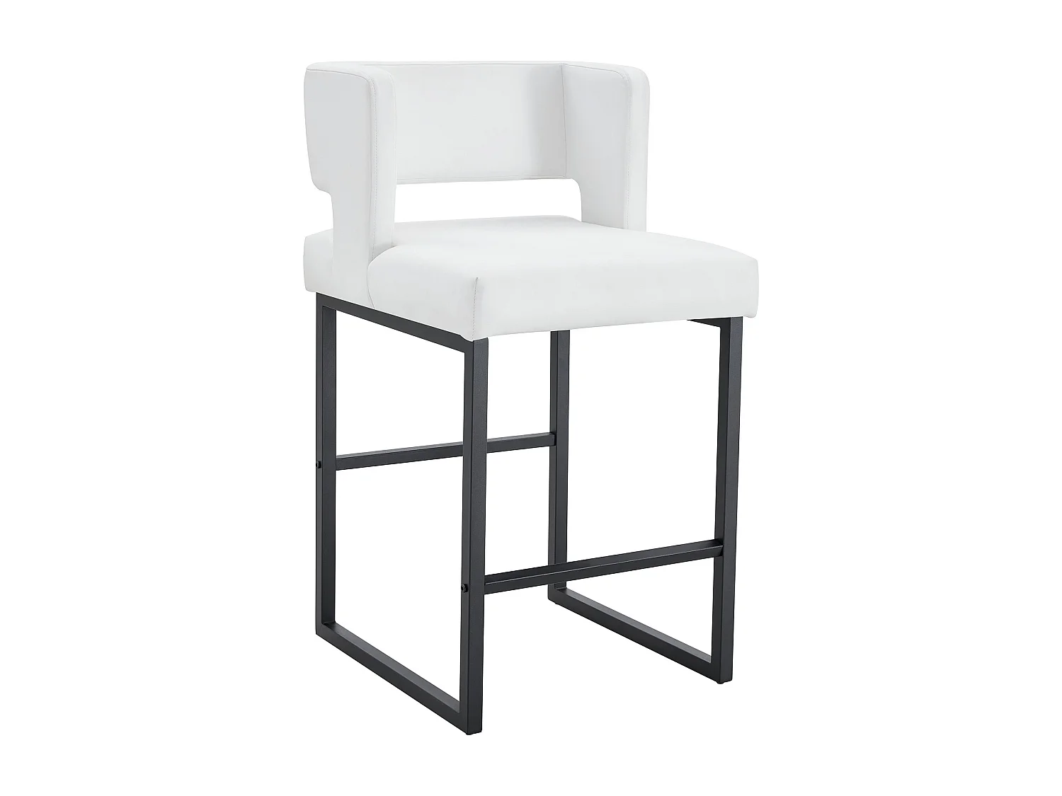 Juego de 2 taburetes de bar de PU blanco con patas de metal negro - Diseño nórdico