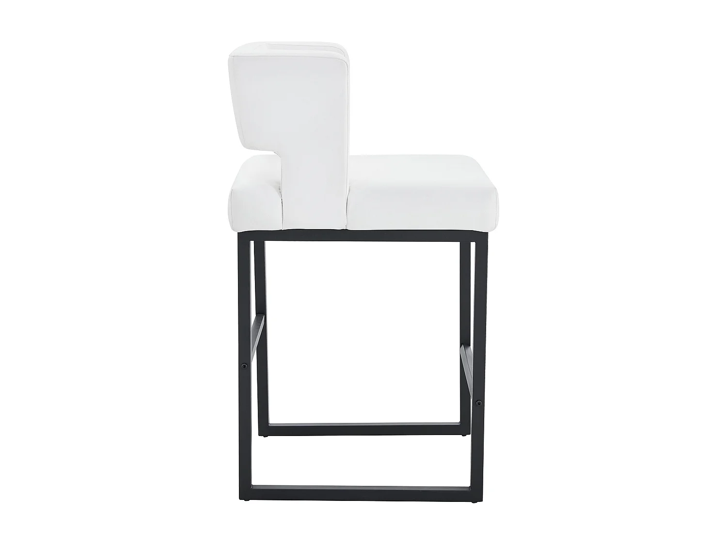 Juego de 2 taburetes de bar de PU blanco con patas de metal negro - Diseño nórdico