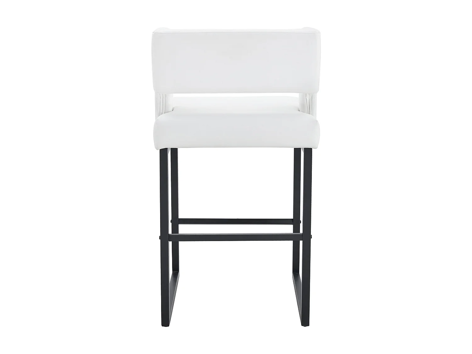 Juego de 2 taburetes de bar de PU blanco con patas de metal negro - Diseño nórdico