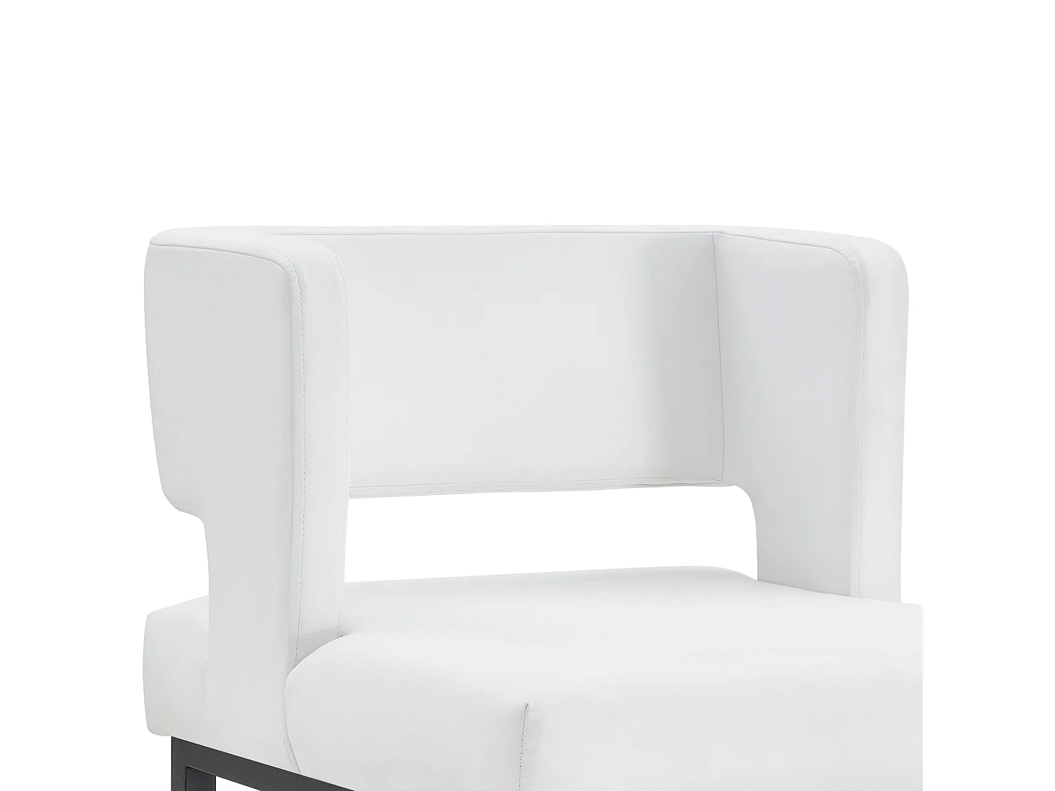 Juego de 2 taburetes de bar de PU blanco con patas de metal negro - Diseño nórdico